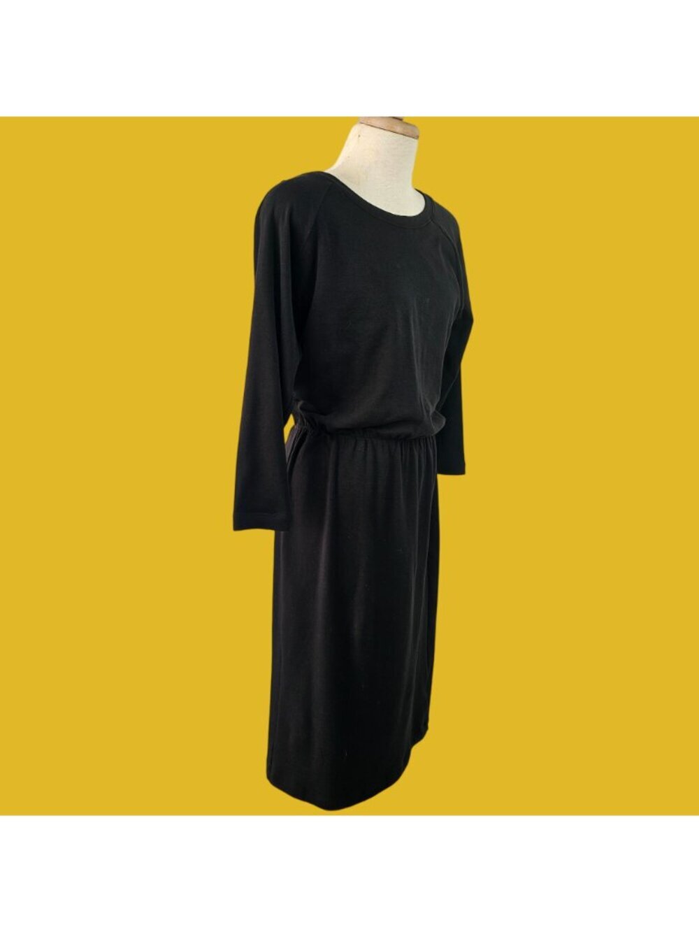 Jarbo Black Pima Cotton Blouson Sheath Sz S/M Stretchy Boat Neck Raglan Slv New — image 4 of 8